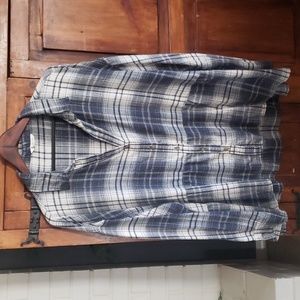 Women's American Eagle Flannel Size L Blue White Oversized Shirt
